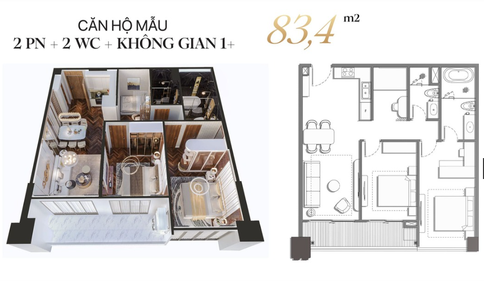 căn hộ 2,5 ngủ chung cư golden crown hải phòng